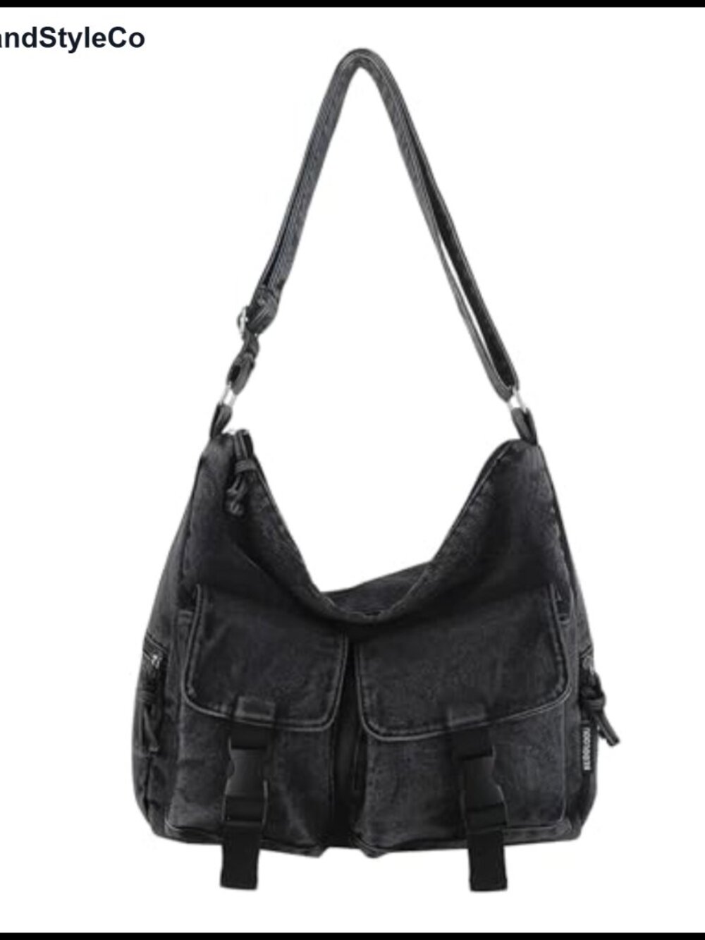 Large Washed Denim Crossbody Messenger Bag Tote for Laptop Travel